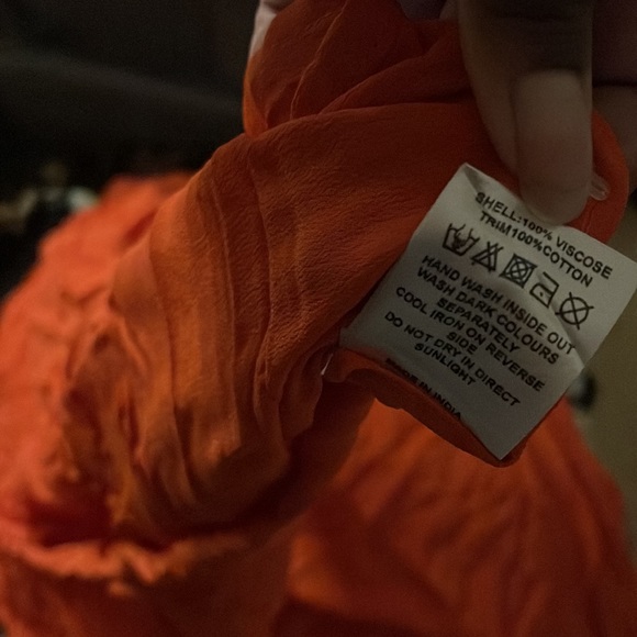 Deep Orange caftan style tunic blouse with intricate heavy collar embellishment - Picture 13 of 13